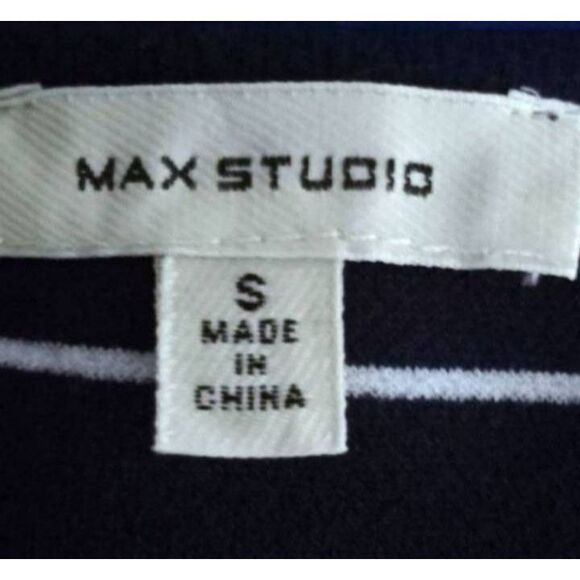 MAX STUDIO NAVY & WHITE STRIPE TOP W/BELL SLEEVES SZ.S EUC. - Picture 5 of 5